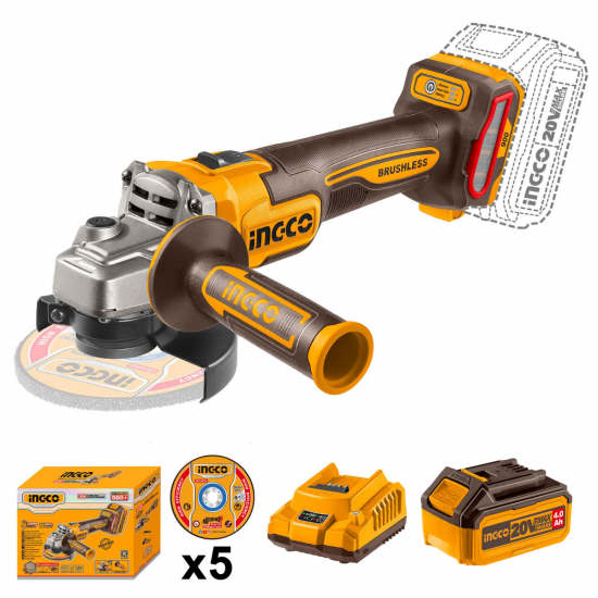 Special - Ingco Cordless Angle Grinder 900W 115MM 20V Kit Special - Ingco Cordless Angle Grinder 900W 115MM 20V Kit