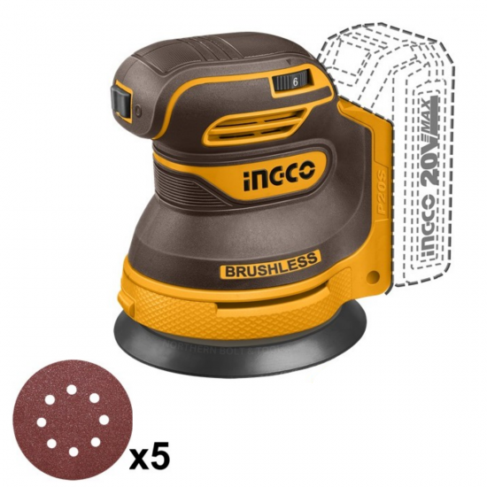 Ingco Cordless Random Orbit Sander 125MM 20V (Tool only) Ingco Cordless Random Orbit Sander 125MM 20V (Tool only)