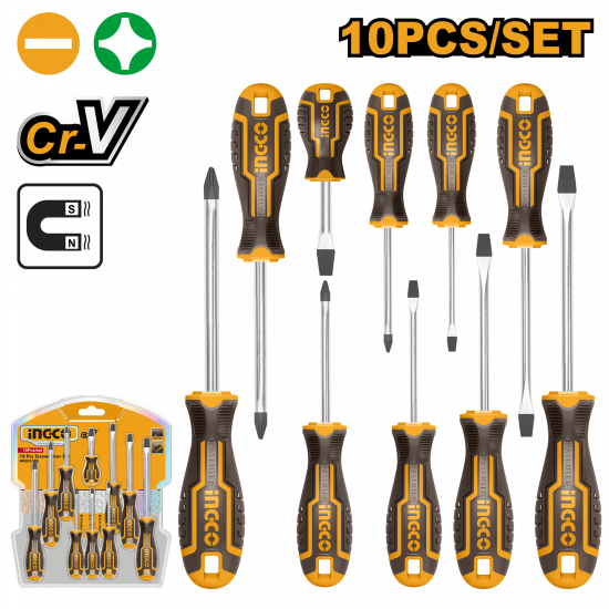Ingco - Screwdriver Set - 10 Piece (Chrome Vanadium) Ingco - Screwdriver Set - 10 Piece (Chrome Vanadium)