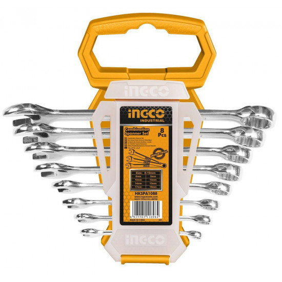 Ingco - Combination Spanner Set - 8 Pieces (6 - 19Mm) Ingco - Combination Spanner Set - 8 Pieces (6 - 19Mm)