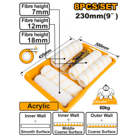 Ingco P/Roll Set 8In1 I&Ow 230Mm Acr Ingco P/Roll Set 8In1 I&Ow 230Mm Acr