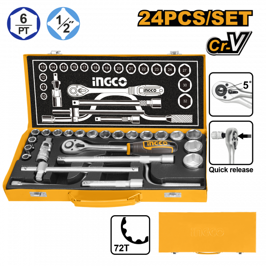 Ingco Socket Set 24 Piece Ingco Socket Set 24 Piece