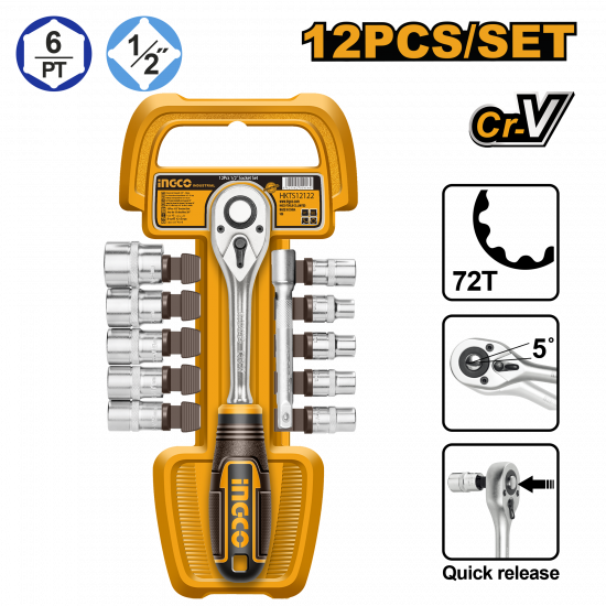 Ingco Socket Set 10-24Mm 1/2" Ingco Socket Set 10-24Mm 1/2"