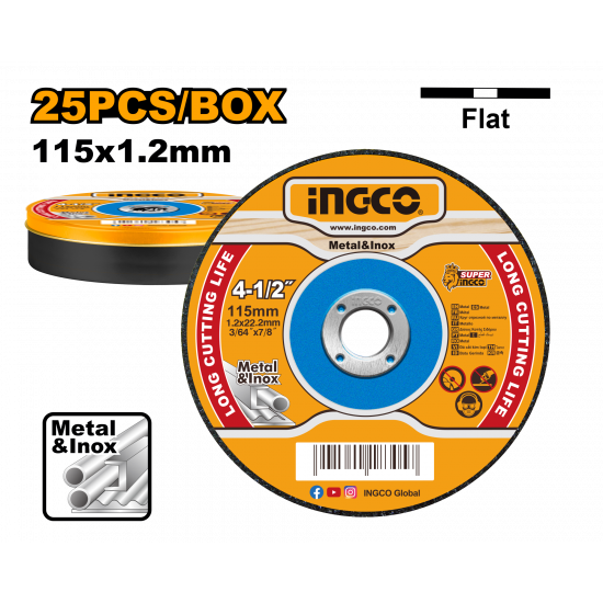 Ingco Abrasive Metal Cutting Disc Set 115Mm 25 Pieces Ingco Abrasive Metal Cutting Disc Set 115Mm 25 Pieces