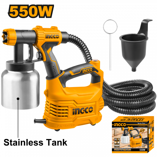 Ingco Spray Gun With Aluminium Tank / Paint Sprayer - Floor Based (550W) Ingco Spray Gun With Aluminium Tank / Paint Sprayer - Floor Based (550W)