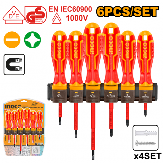 Ingco Insulated Screwdriver Set (6 Pieces) Ingco Insulated Screwdriver Set (6 Pieces)
