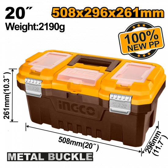 Ingco Plastic Tool Box 508mm X 296mm X 261mm Ingco Plastic Tool Box 508mm X 296mm X 261mm